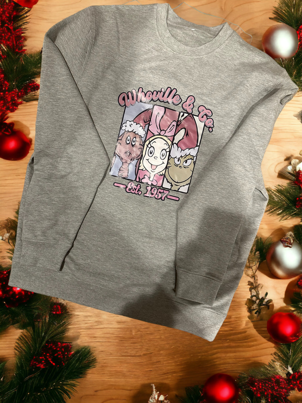 Whoville & Co. Sweatshirt,Grinch Cindy Lou and Max Christmas Sweater,Grinchmas Shirt,Whoville University Tee,Funny Christmas Gift,Merry Xmas