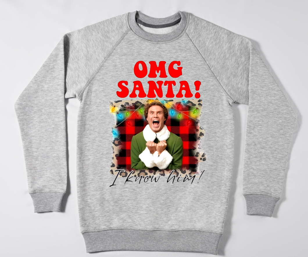 OMG Santa Know Him sweatshirt, Funny Shirt, Christmas Shirt, Santa Shirt, Vintage Xmas Shirt, Elf Shirt, HolidOMG Santa I Know Him sweaShirt, Funny Shirt, Christmas Shirt, Santa Shirt, Vintage Xmas Shirt, Elf Shirt, Holiday sweatshirt Shirt, Movie Shirts