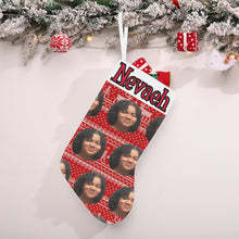 Load image into Gallery viewer, Christmas Photo Stocking Personalized with Name 19&quot; Multiple Face or just about anything you like  | Custom Christmas Funny Stocking Gifts for Family, Friends
