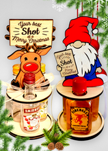 Load image into Gallery viewer, Christmas Mini Liquor Bottle Stand Shooter Stand Laser Cut | Penguin Gnome Reindeer Funny Stand | Holiday Decor laser cut
