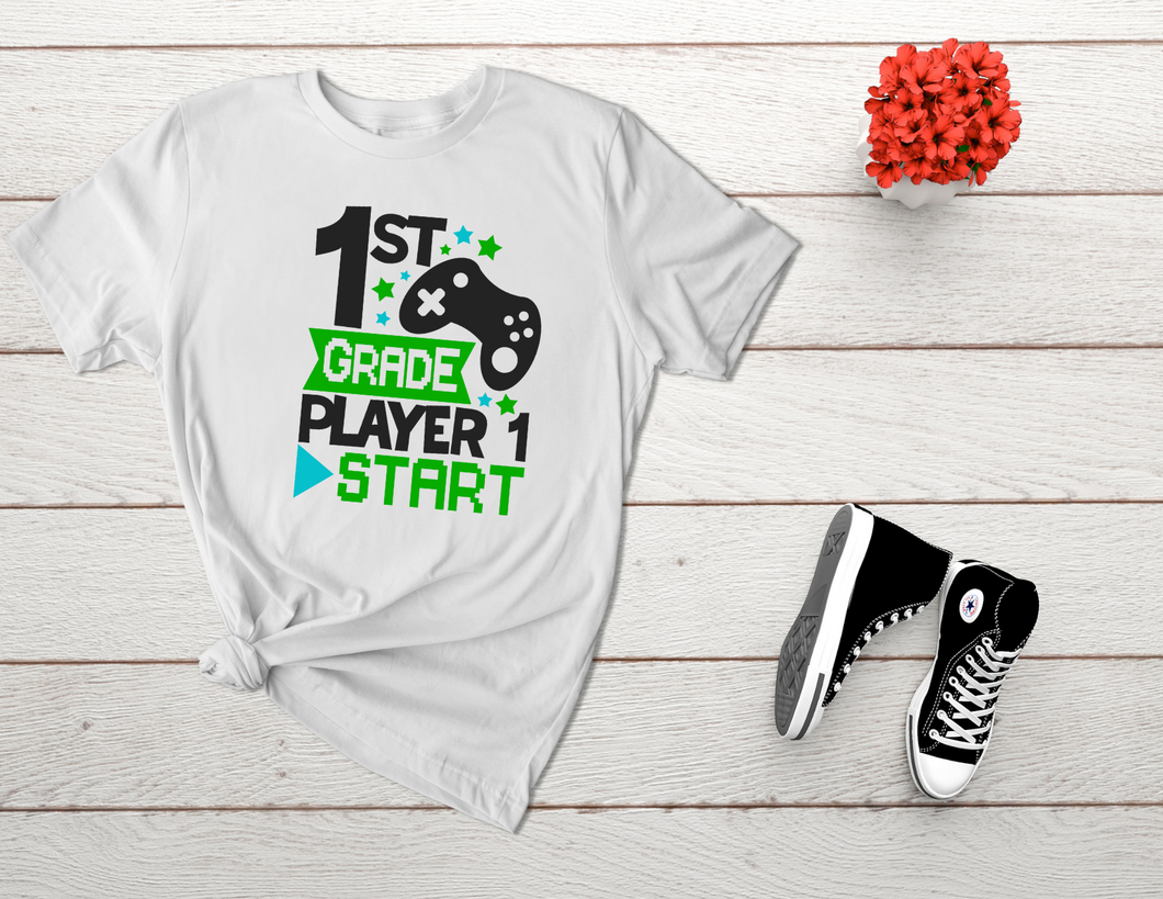 1st Grade Player 1 Start Tshirt,Funny First Grade Shirt,Hello,Funny Back To School T-shirt