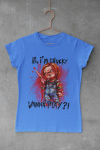 Load image into Gallery viewer, Hi I Am Chucky Wanna Play Shirt - Chucky Shirt - Chucky Halloween Shirt - Chucky Horror Movie Shirt - Spooky T shirt
